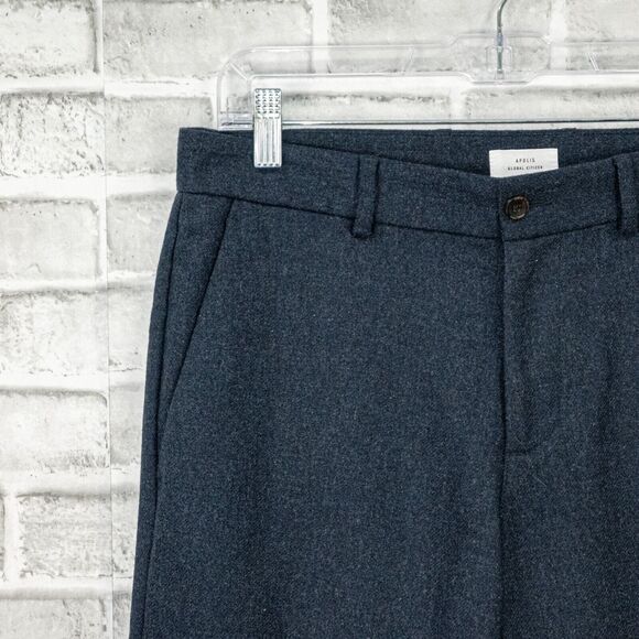 APOLIS Global Citizen Wool Blend Trouser Pants Navy Blue Size 30 - Picture 8 of 9